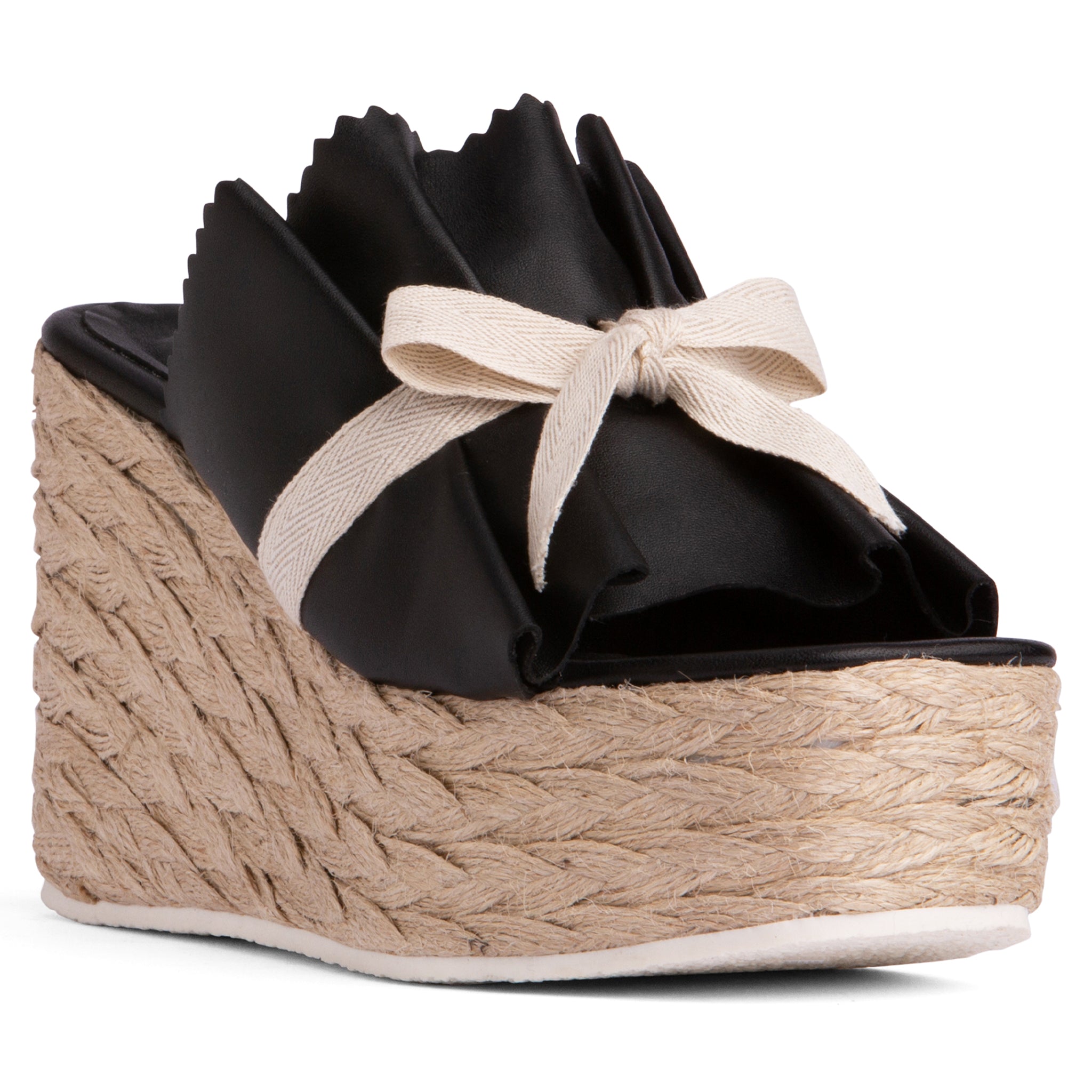 The Noella Black Leather Women Sandal