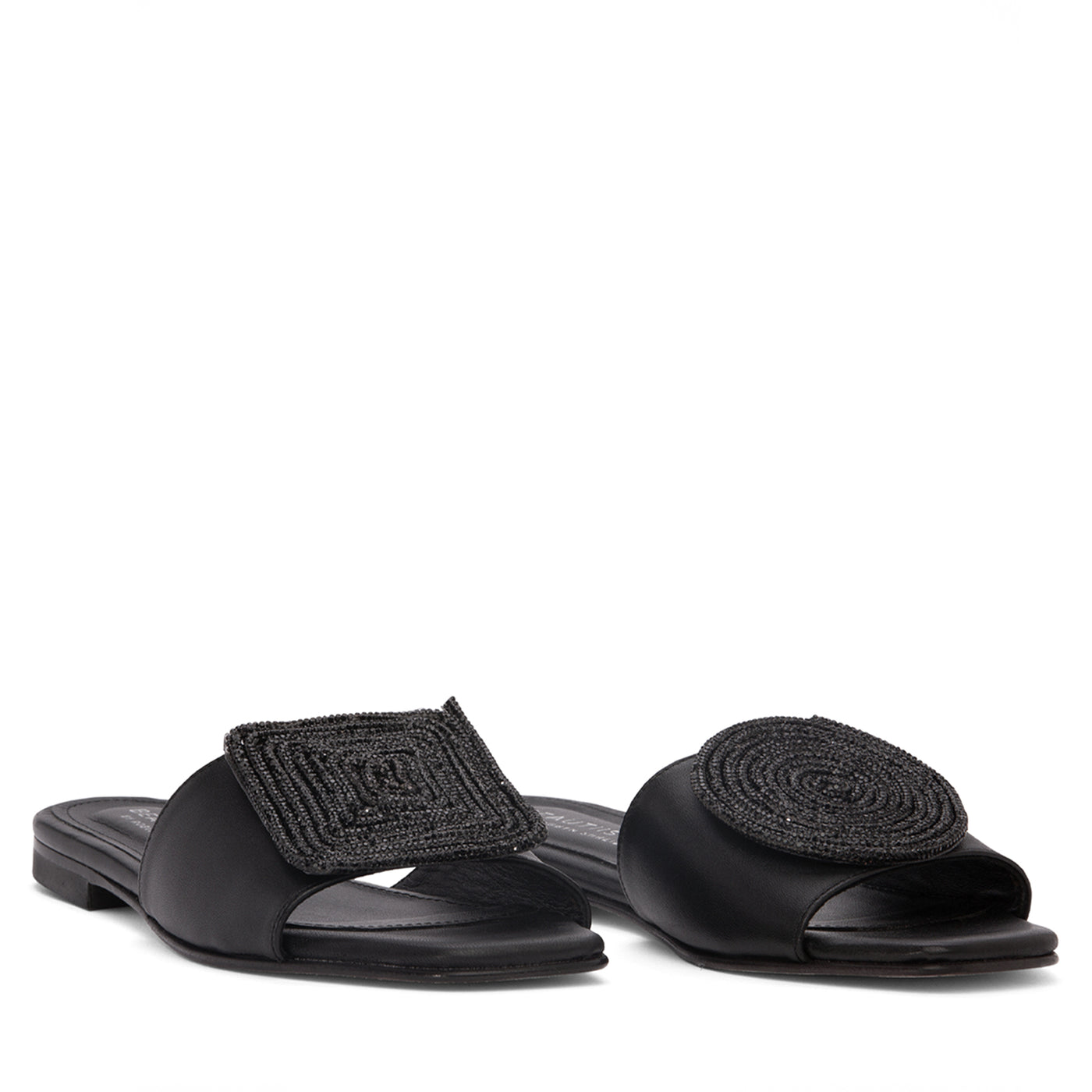 Comfortable Women Flat Sandal - Black Leather