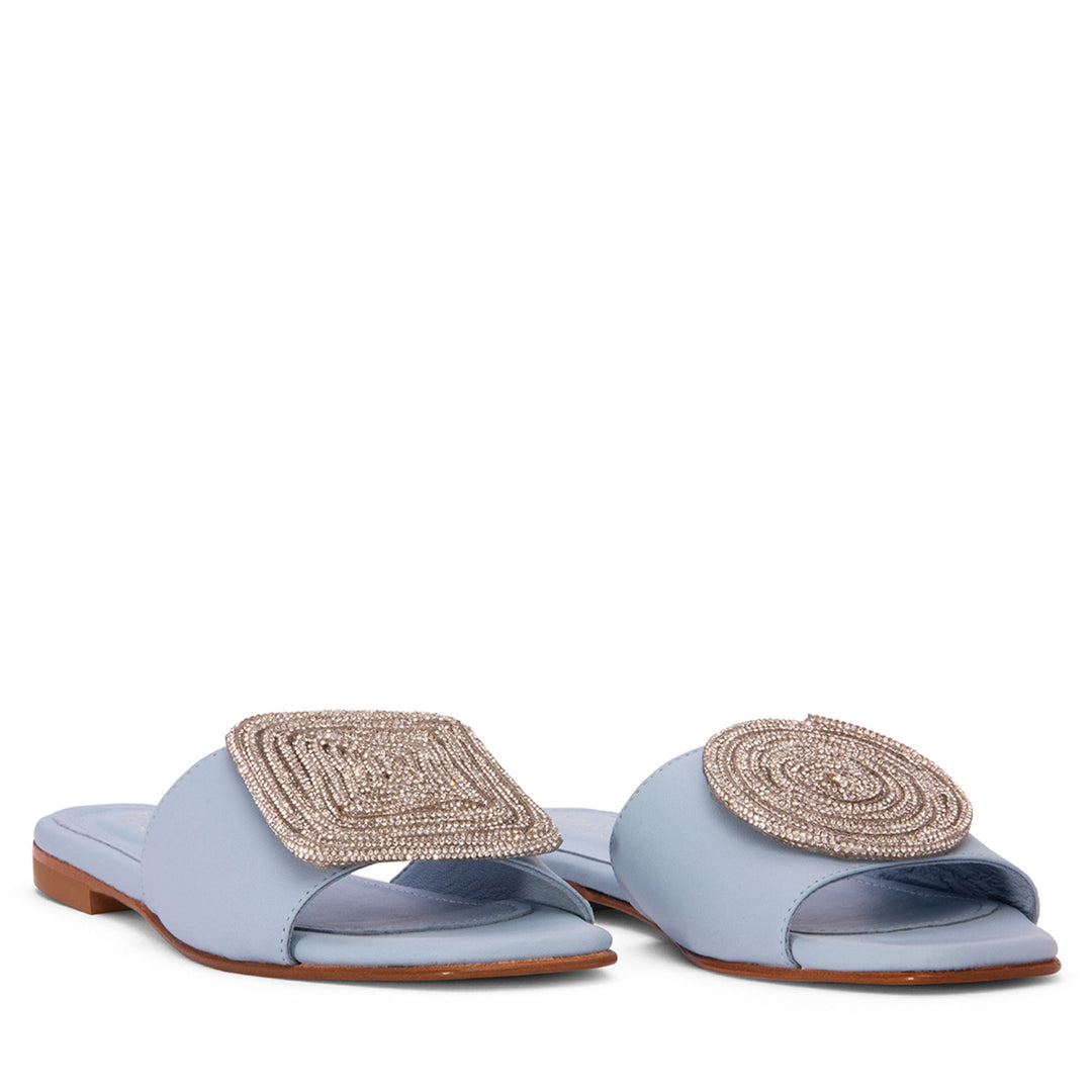 Woman bridal white wedding flat leather sandal – Beautiisoles