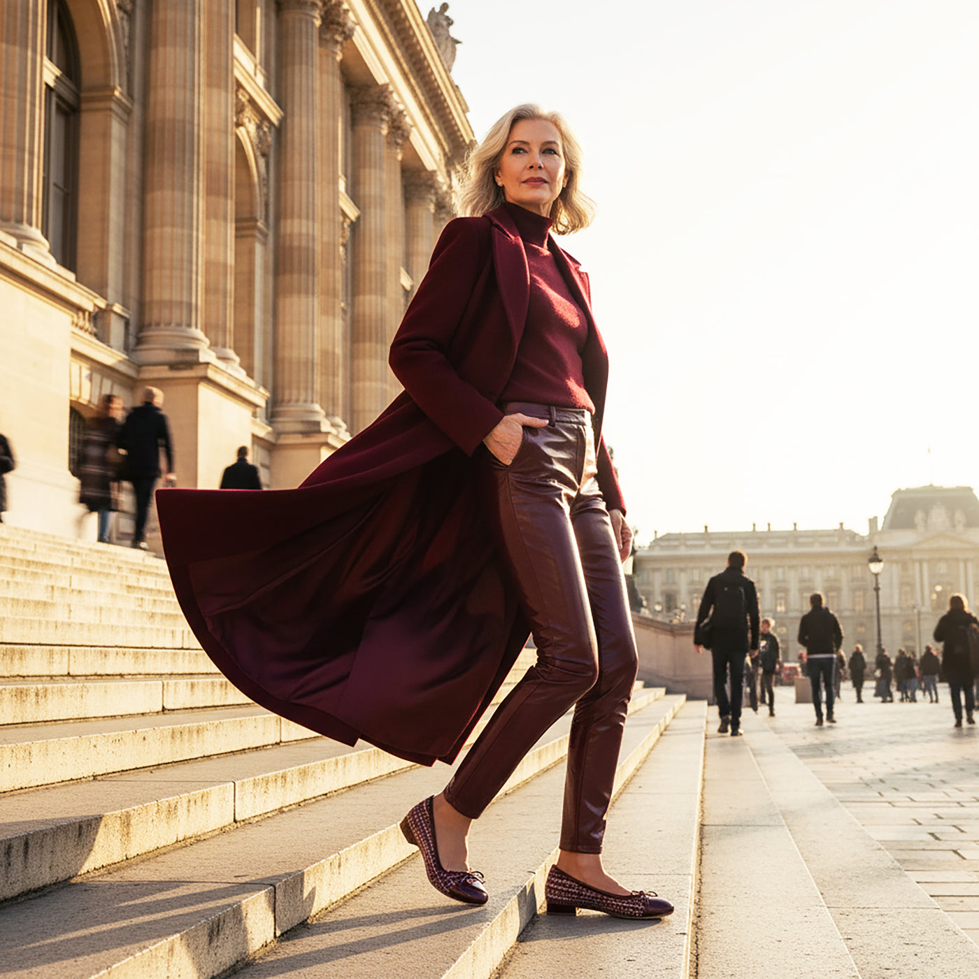 Beatrice Linen & Patent Leather Ballerina