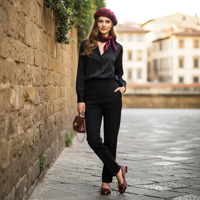 Beatrice Linen & Patent Leather Ballerina