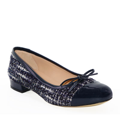 Beatrice Linen & Patent Leather Ballerina