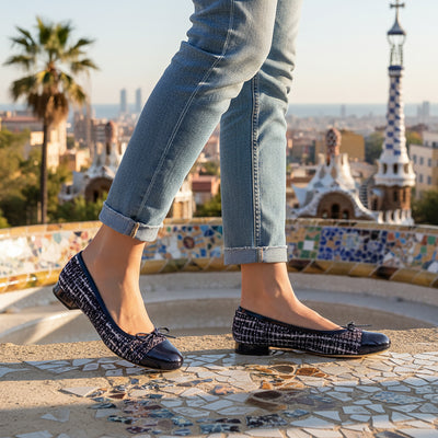 Beatrice Linen & Patent Leather Ballerina