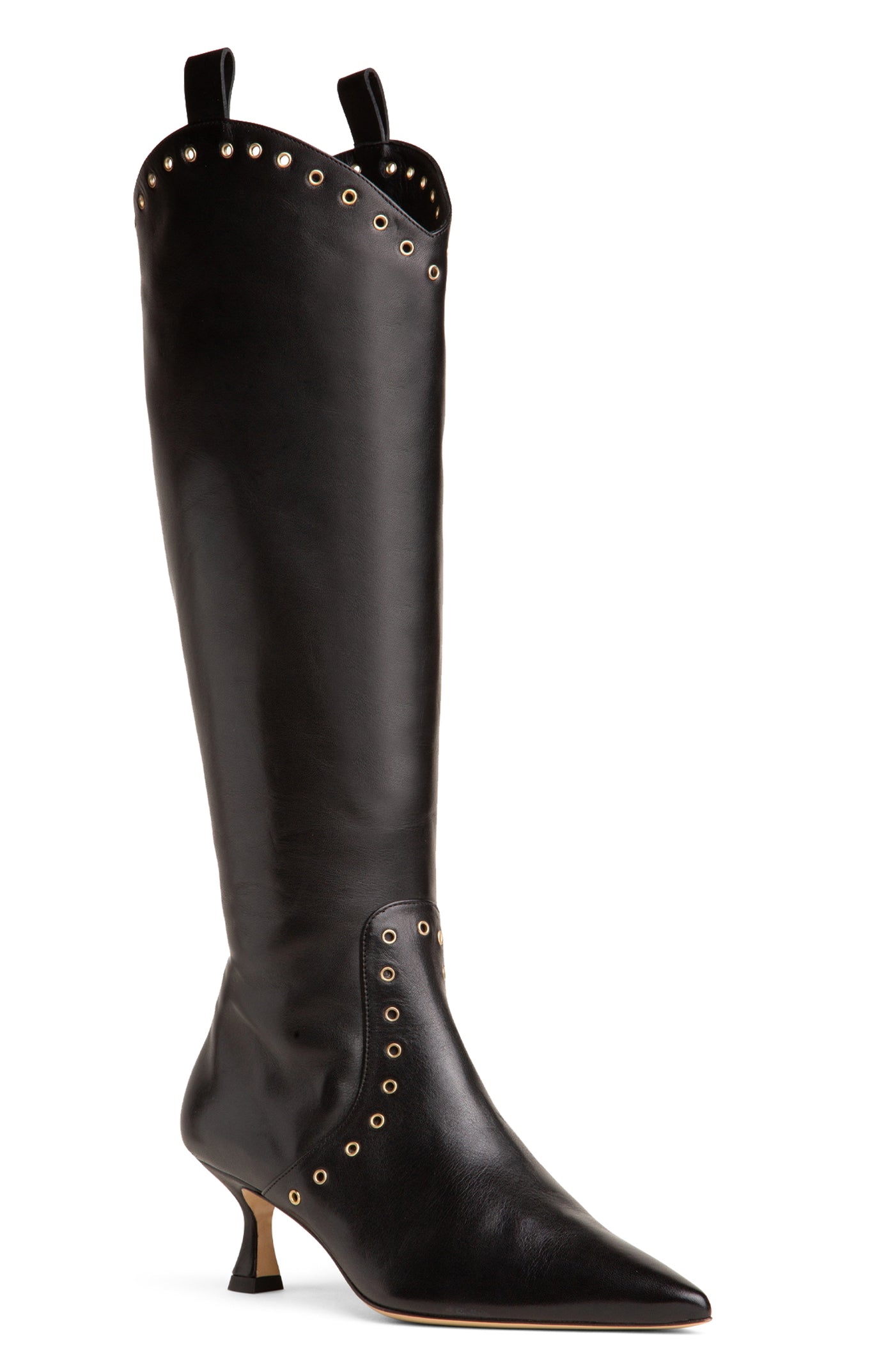 Women Dressy Black Leather Knee High Boot