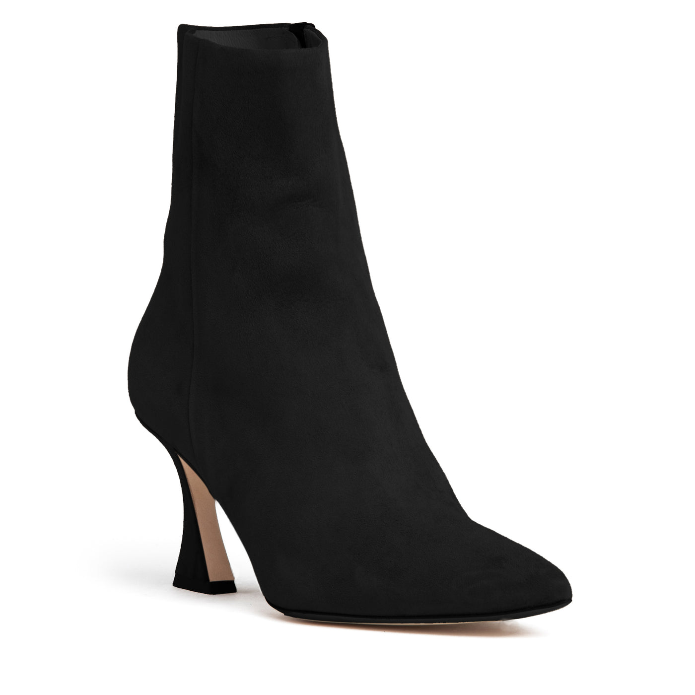 Women Black Suede Ankle Bootie Side Zipper