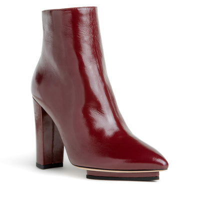 Women Burgundy Maroon Ankle Bootie Platform And Zipper