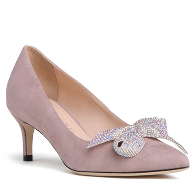 Women Dressy Pink Blush Suede Kitten Low Heel Pump