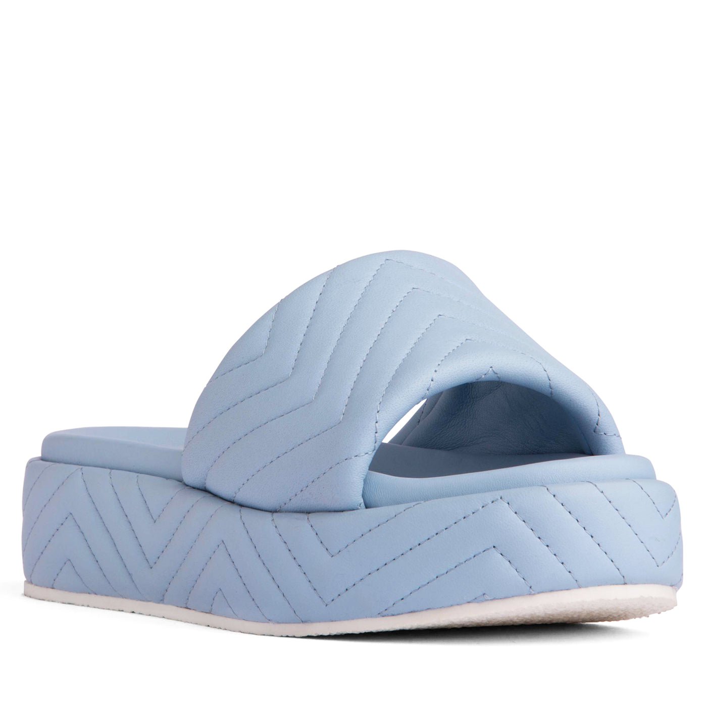 Woman Comfortable Platform Sandal -Baby Blue Leather