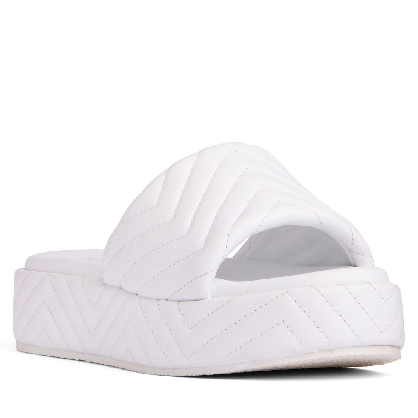 Woman Comfortable Slide Platform Sandal -White Leather