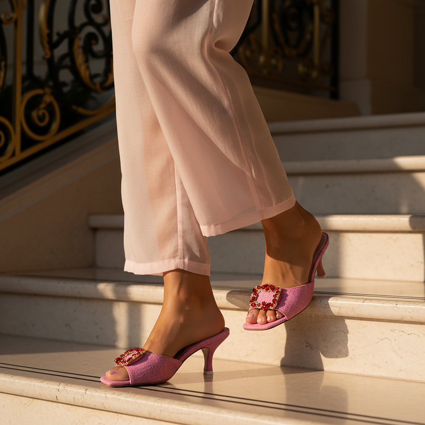 Eden Leather & Linen Sandal