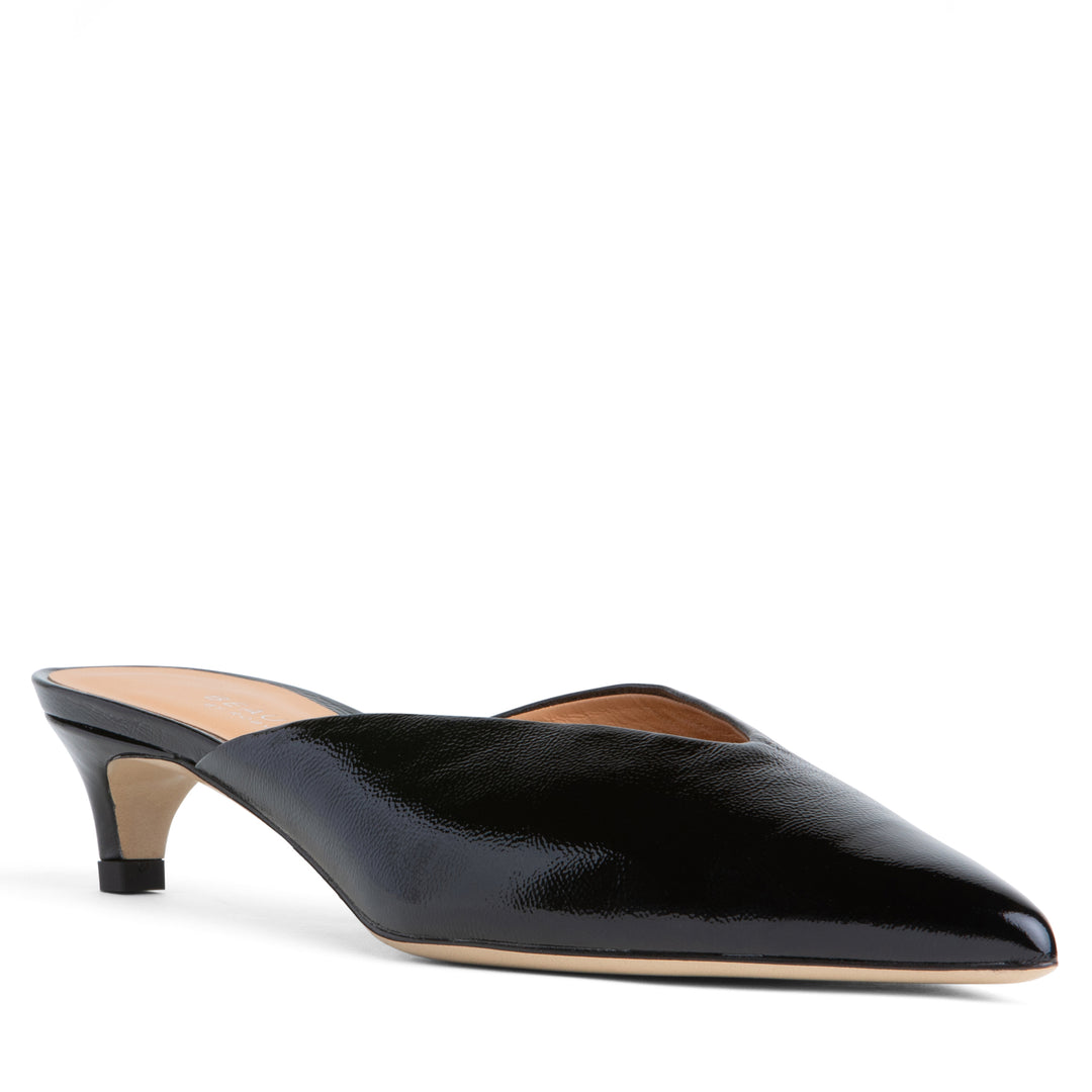 Women Black Patent Leather Flat Mule – Beautiisoles