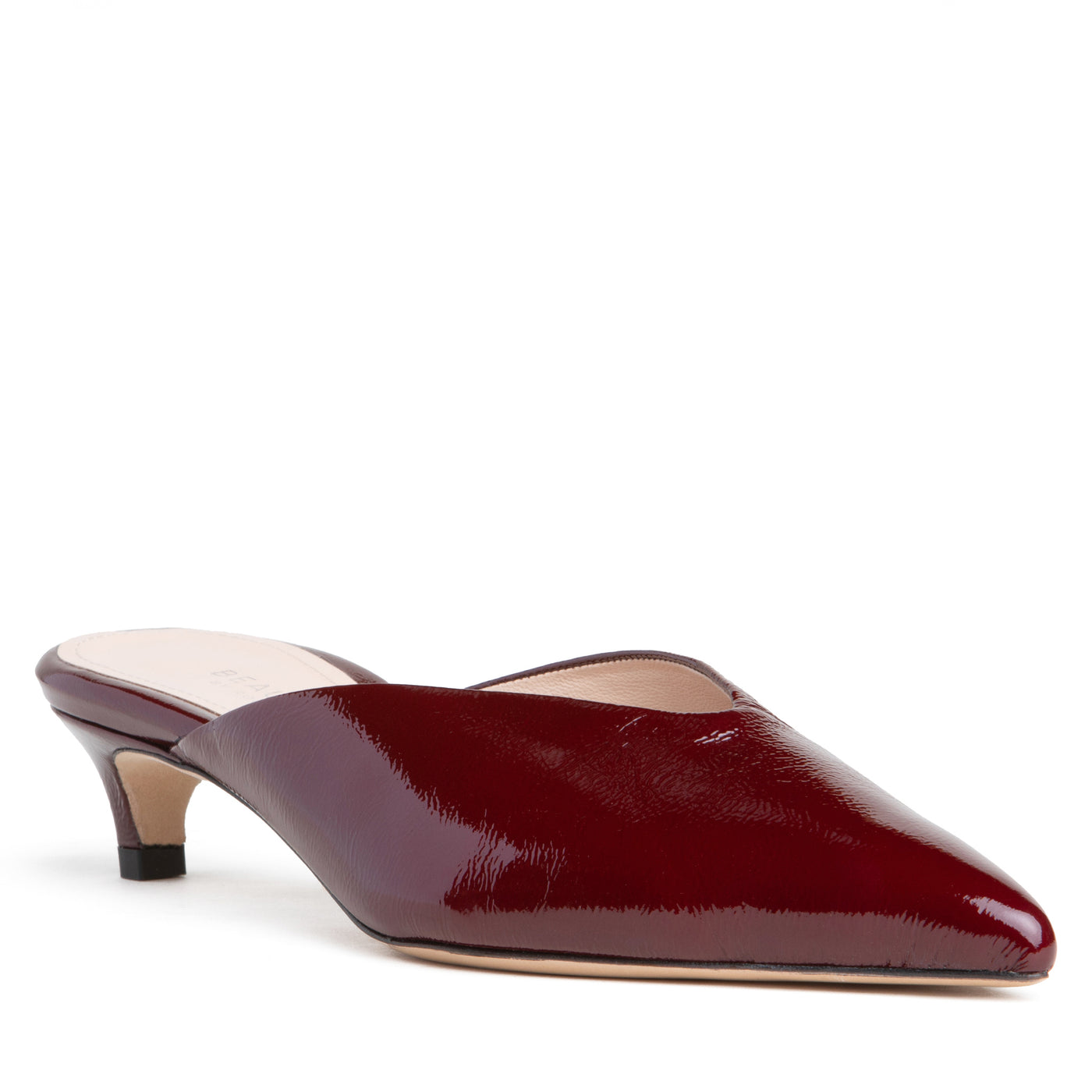 Women Mule Low Heel - Burgundy Patent