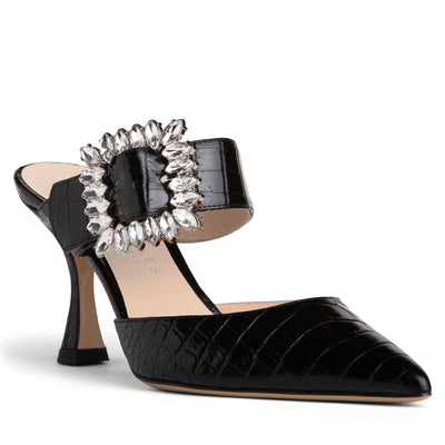 Women Dressy Mule - Black Rhinestone