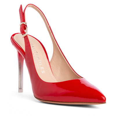Red Patent Leather Shoe - Stiletto Slingback Pump 