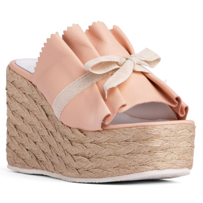 Women Comfortable Wedge Platform Sandal -Pink Beige Neutral