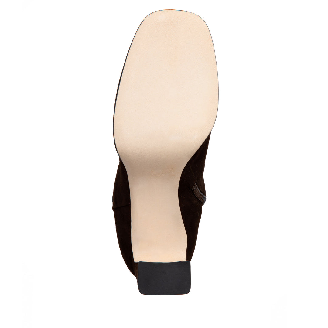 Women Comfortable Brown Suede Ankle Bootie With Platform and Side