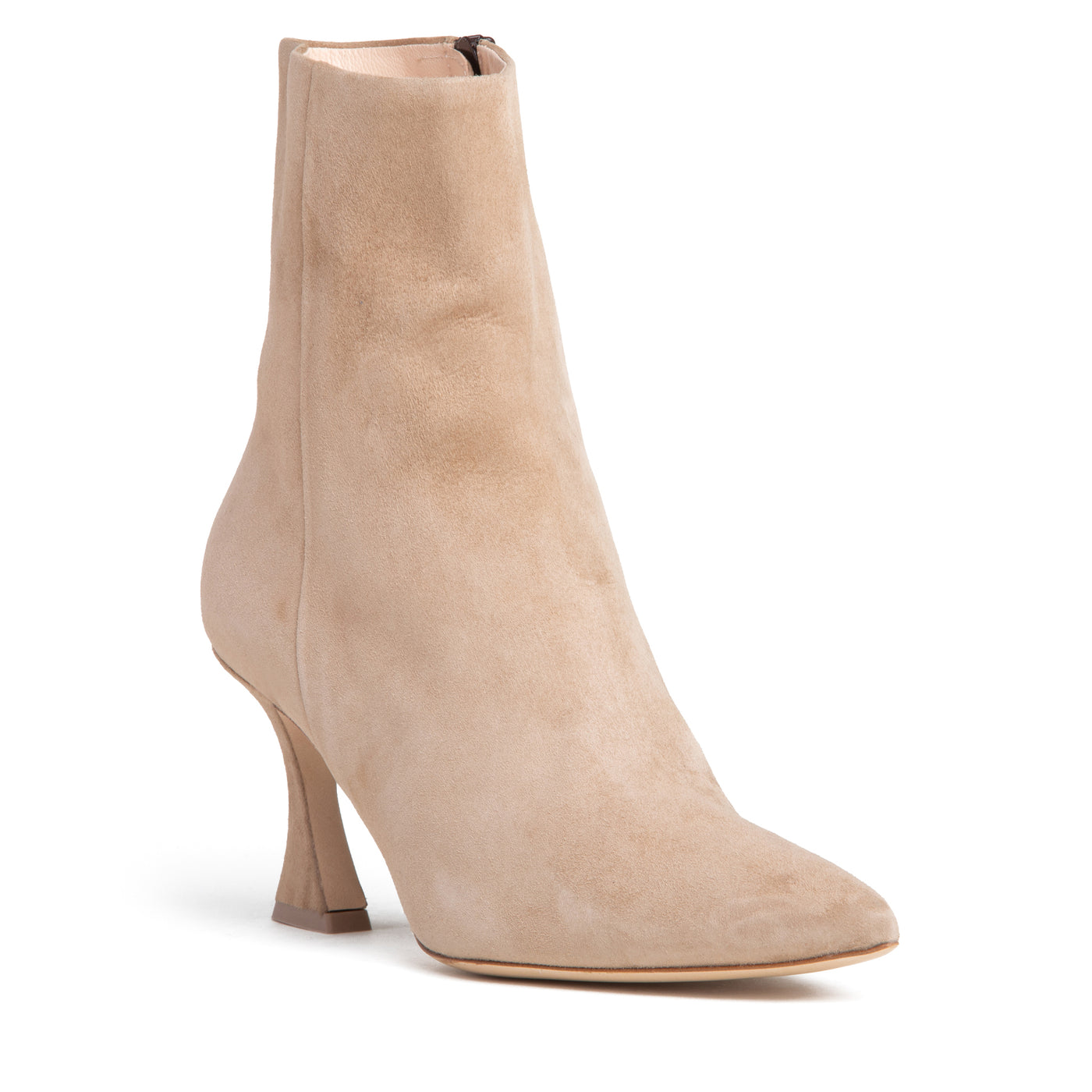 Woman Ankle Bootie Medium Heel - Camel Suede