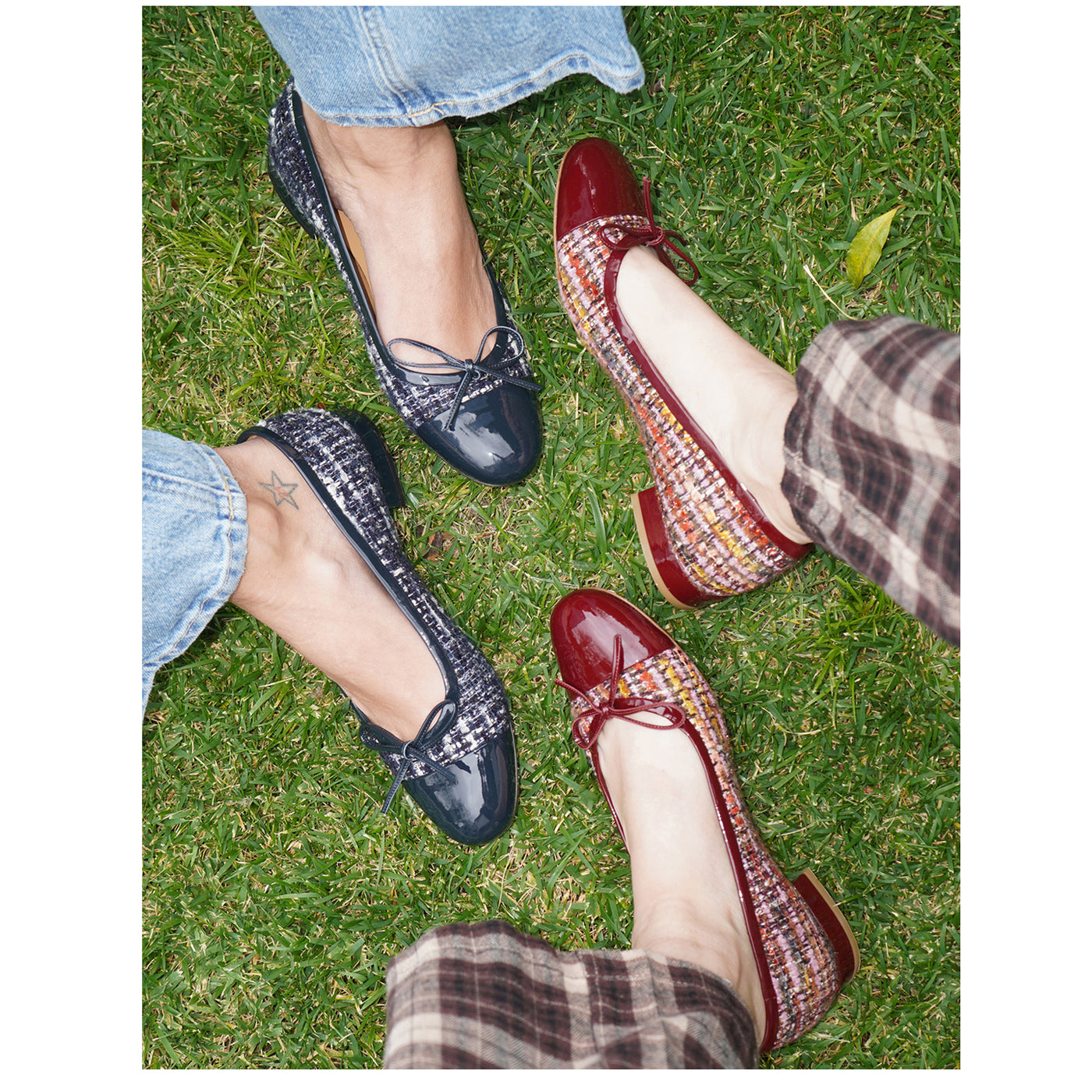Beatrice Linen & Patent Leather Ballerina