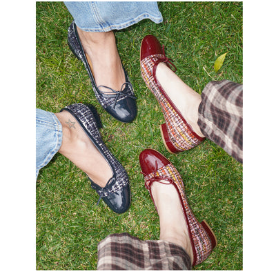 Beatrice Linen & Patent Leather Ballerina
