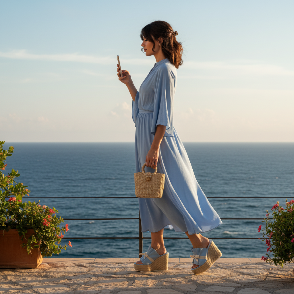 Noelle Wedge Leather Sandal