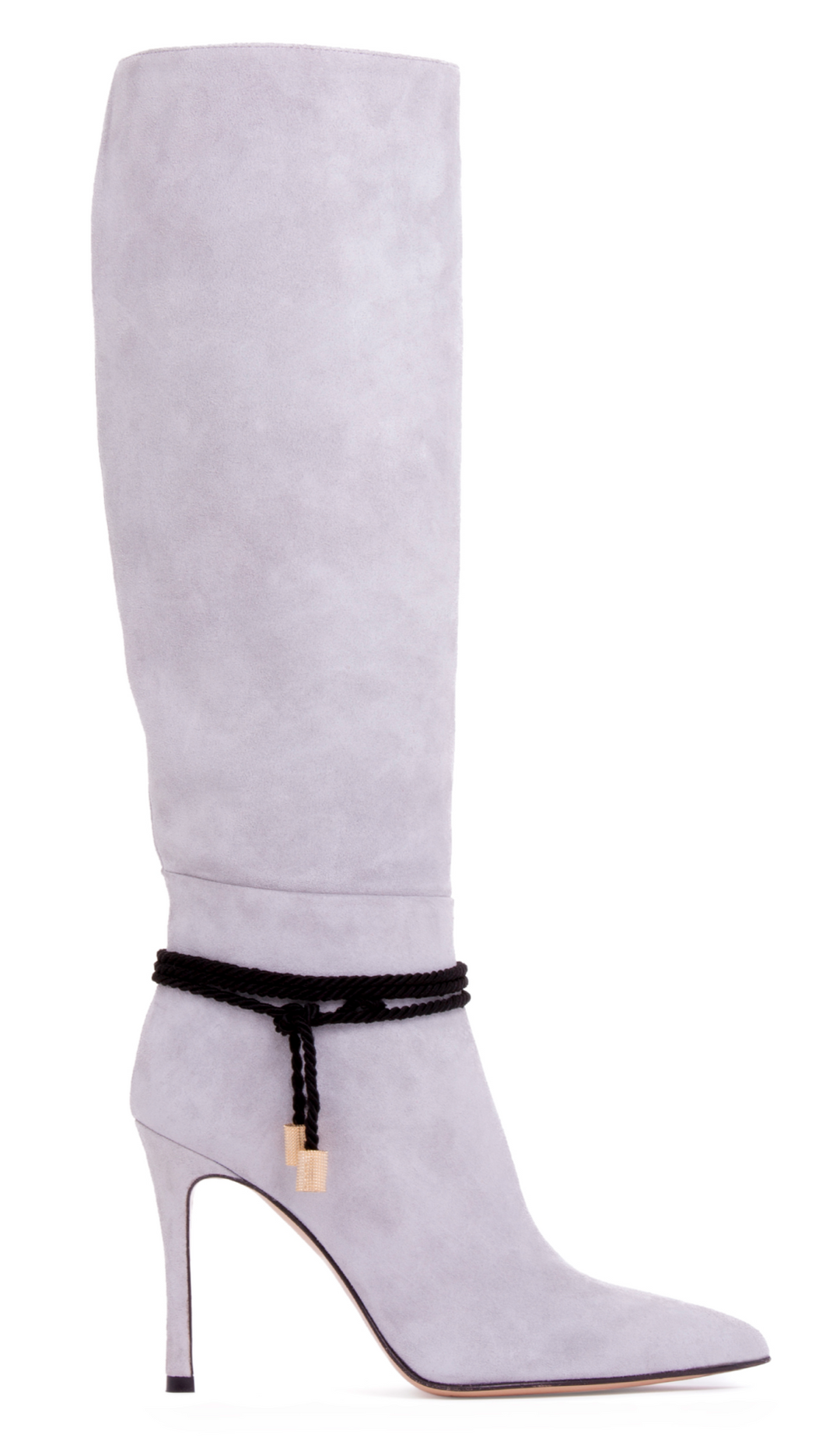 Lindsay Black Suede Knee High Boot Beautiisoles